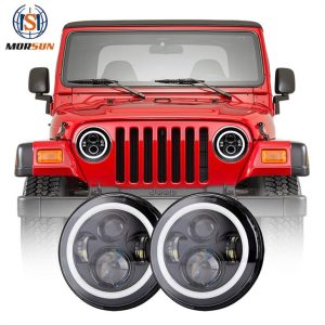 DOT 7 Led Headlight Halo For Jeep Wrangler TJ Accessories Automobilių LED projektoriaus priekinių žibintų objektyvas Jeep TJ 1997-2006 JK CJ7 LJ