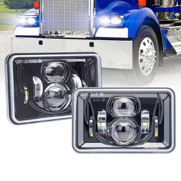 DOT SAE „Kenworth Led“ priekiniai žibintai sunkvežimiui 4x6 colių „Led“ priekiniai žibintai Kenworth T400 T600 T800 W900B W900L