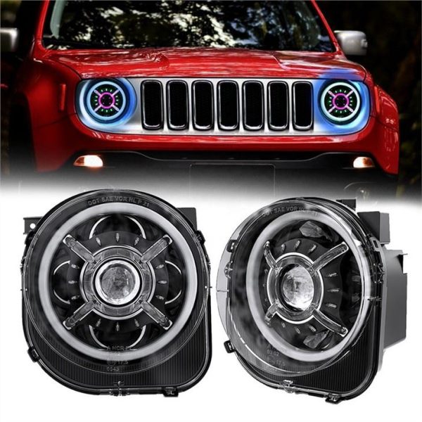 Morsun LED RGB priekinių žibintų spalvos keičiančios demono akis Jeep Renegade 2015 2016 2017 2018 2019 2021 m.