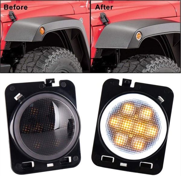 Morsun LED Turn signalo šviesos Wrangler Jk Jeep Wrangler Flare Fender su Halo