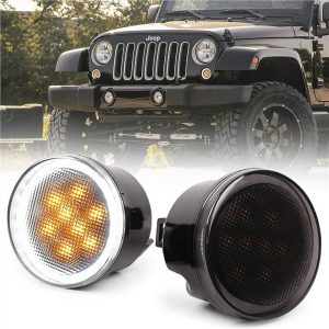 Morsun Led Turn signalo šviesa su Halo Jeep Wrangler Jk 07-14 Priekinių grotelių šviesa