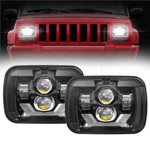 Rectangula 5x7 Led Priekiniai žibintai Jeep Cherokee XJ Jeep Wrangler YJ Truck GMC Priekiniai žibintai