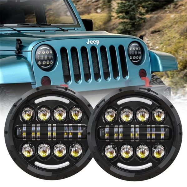 Sandarieji šviesos žibintai 7inch 07-17 Jeep Wrangler Hi-Lo Beam H4 12V 24V Priekinis žibintas su Halo